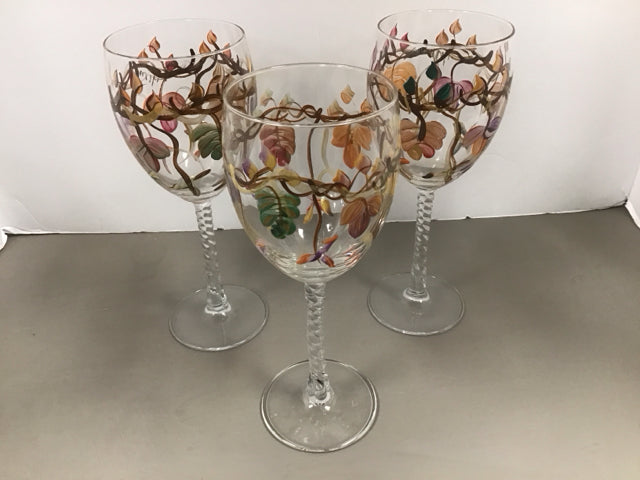 SET OF 3 HAND PAINTED WINE GLASSES – Consign-it Furniture, LLC