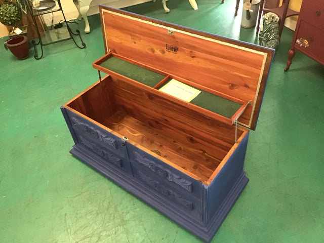 Lane Cedar Chest in A.S. Napoleonic Blue w C Wax Consign it Furniture LLC
